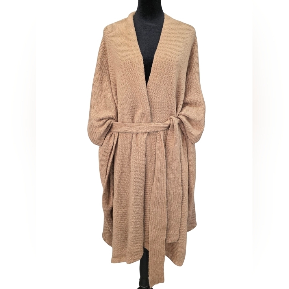 NWT Mustard Seed Camel Tan Knit Belted Wrap Cardigan Sweater Women’s Medium